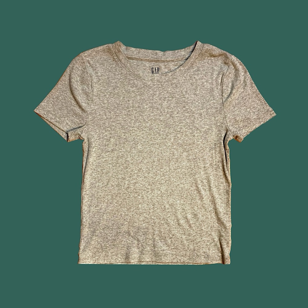 Heather Gray GAP Women's Modern Rib Cropped T-Shirt Size S